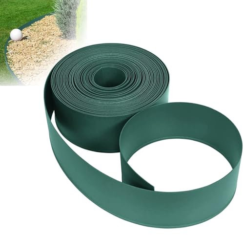 XMTECH Bordure de pelouse en plastique - Vert - 10 m - Bordure de parterre - Bordure de pelouse - Bordure de tonte - Facile à utiliser