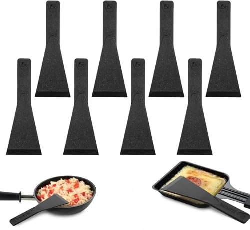 HJZHII Juego de 8 espátulas para raclette, espátulas de nailon (13,5 x 5 cm, negra), para sartenes antiadherentes para queso, parrillas, gourmet, sartenes, fondue