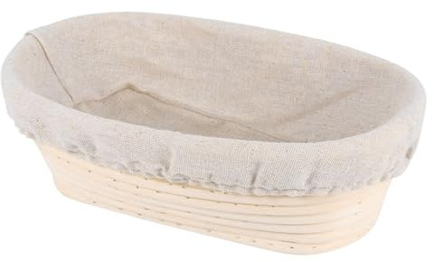 Cesta de prueba de pan, cuenco para hacer , cestas ovaladas hechas a mano, suministros para hornear pan con forro para cocina