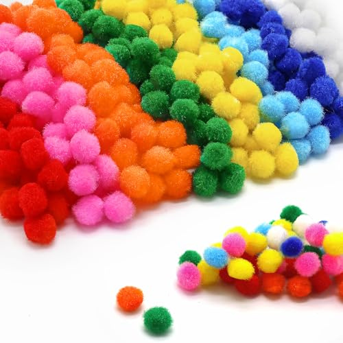 EUGENEKELLY 500 Pezzi Pompon Colorati, 10mm Pompon Colorati per Feste, Ghirlande, Nappe, Accessori per Capelli