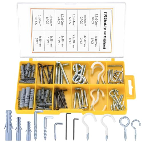 SiGuLiKeJi 81 Pcs Ganchos de Rosca para Colgar: Ganchos Roscados, Gancho de Ojo, Ganchos de Tornillo, Ganchos de Techo de L, Alcayatas Pared para Colgar Plantas Tazas de Cafe Cuadros Decoración