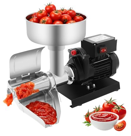 Electric Tomato Strainer Machine 450W 110V Commercial Stainless Steel Sauce Maker, Food Mill for Canning Tomatoes, Strawberry, Blueberry with Large Funnel & Easy Clean Design