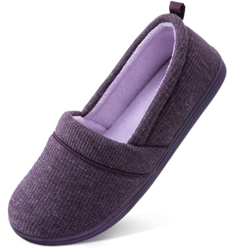 HomeTop Women's Lightweight Waffle Slippers with Memory Foam Indoor House Shoes Cloudy Lilac,8 US