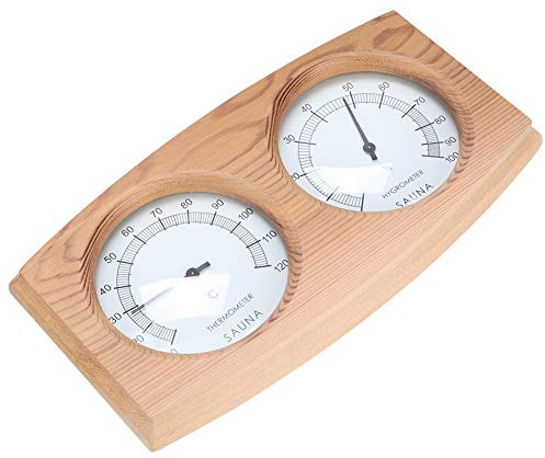 RASTKY Termoigrometro Termometro Igrometro per Sauna in Legno di Cedro per Ambiente Rilassante Sauna 9,4x5,1 Pollici
