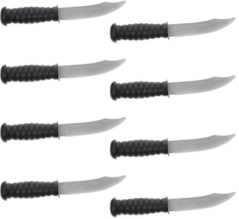 Kisangel Lot de 8 Faux Couteaux Jouets en Plastique, Accessoires de Cosplay pour Garçon et Filles, Décoration Halloween et Fêtes, de Découpe Léger et Réaliste pour Spectacles et Farces