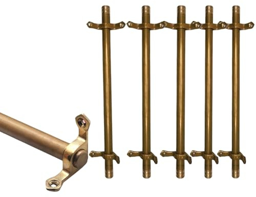 Säkringsstång i mässing för trappmattor, 3/5/13/15-pack, halkfri och hållbar, enkel gör-det-själv-installation för hotell/konstgalleri (5 st, 51 cm (20 tum))