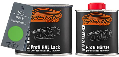 TRISTARcolor RAL 6018 Gelbgrün seidenmatt 2K Autolack 0,75 Liter / 750 ml Dose inkl. Härter
