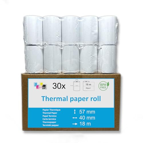 30 tarjeta de crédito de calor de la bobina 57 x 40 x 12 m térmicas -papel Rodillos de tarjetas estándar de la máquina CEE