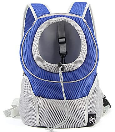 PETCUTE Hundryggsäck för små hundar, justerbar kattryggsäck transportväska med head-out-design och utbrottssäker design, husdjurspåse för hundar med avtagbar matta