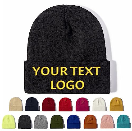 Buaodam Mütze Personalisiert, Personalisierte Bestickte Mütze, Mützen Bedrucken Mit Bestickt Wort Logo Und Foto Drucken, Unisex Mützen Herbst Winter Gestrickte Warm