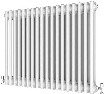Radbliss Horizontal Traditional 2 Column Radiator 600x830mm White Cast Iron Style Design RAD Central Heating