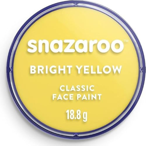 Snazaroo Classic Face and Body Paint 18 ml Professional Water Based, Single Cake Makeup Supplies for Adults, Kids (Classic Bright Yellow)