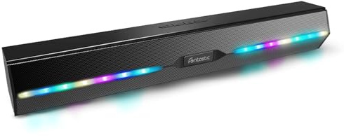 Fontastic Juna Soundbar für TV, PC UVM., Bluetooth Lautsprecher mit RGB-Beleuchtung, Soundbox mit 2 x 5 Watt, Speaker zum Abspielen von Micro-SD und USB-Speichermedien, inkl. Mikrofon für Telefonate