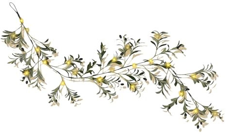 Corona de hojas reales para colgar en la pared, 40 cm, decoración de hojas artificiales y ratán (vid)