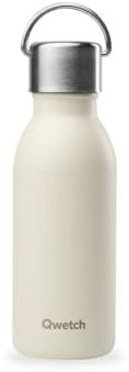 Qwetch - Borraccia Termica Inox Active 350 ml Sabbia – Bottiglia Termica Piccola in Acciaio Inox Riciclato 90% – Thermos Caffè 12h Caldo / 24h Freddo – Senza Perdite, Senza BPA, Con Ansa Ergonomica