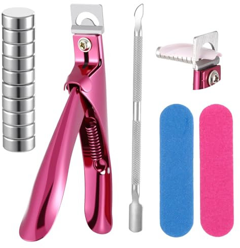 LIQWEI Nagelknipser Set, Tipcutter mit Magnete Nagelfeile Stahl Push, Knipser & Schneider für Kunstnägel Nail Clipper für Künstliche Nägel für Kunstnägel Gelnägel Acrylnägel Fingernägel Falsche Nägel
