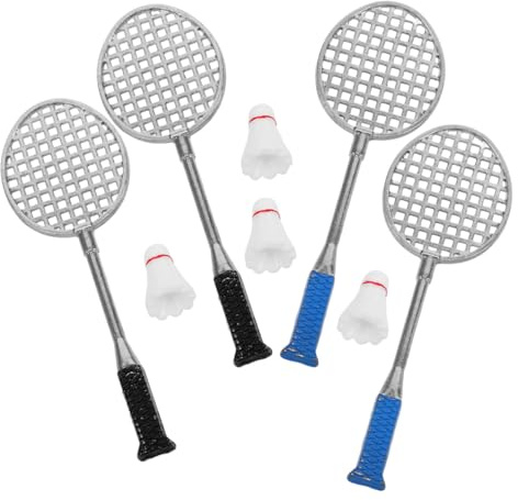 Warmhm 2 Ensembles De Mini Raquettes De Badminton Breloques Miniatures pour Maison Poupée Accessoires en Alliage Pendentif Badminton À Breloque Balle Sport Créative