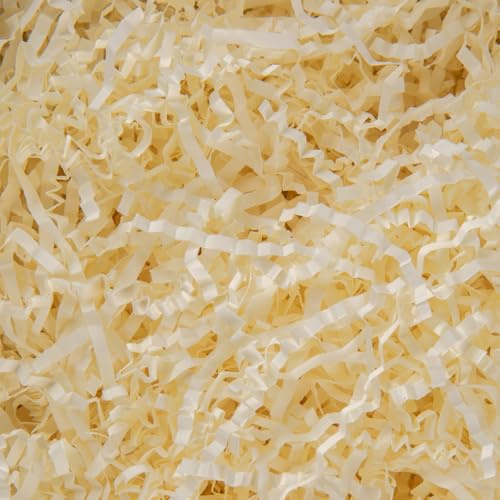 500g Cream Shredded Tissue Paper for Gift Boxes, Hampers and Gift Bags | Crinkle Cut Shredded Paper, Ideal Hamper Filling Gift Packaging Filler Suitable Birthday Wedding Easter Christmas Anniversary