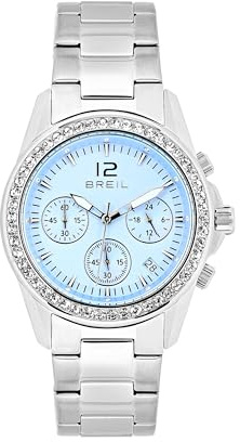 Breil, Collezione Solange, Cronografo Donna, Orologio in Acciaio, Quadrante con Numeri e Indici Luminosi, Bracciale Bilux a Tre Maglie, Chiusura Diver, WR 5 ATM, Cassa 38 mm, Idea Regalo Donna
