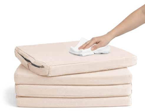 Pack 4 Cojín para silla 42x40x4 cm｜Repelente al agua y fácil de limpiar｜Con cintas de sujeción｜Funda con cremallera desmontable｜Uso interior y exterior｜Ideal para comedor, terraza, jardín u oficina