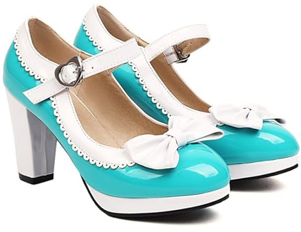 Dirndl Scarpe da donna per costume tradizionale bavarese, con tacco, scarpe da sposa, scarpe da sera, con cinghia, vintage, da sposa, chiuse, per Oktoberfest