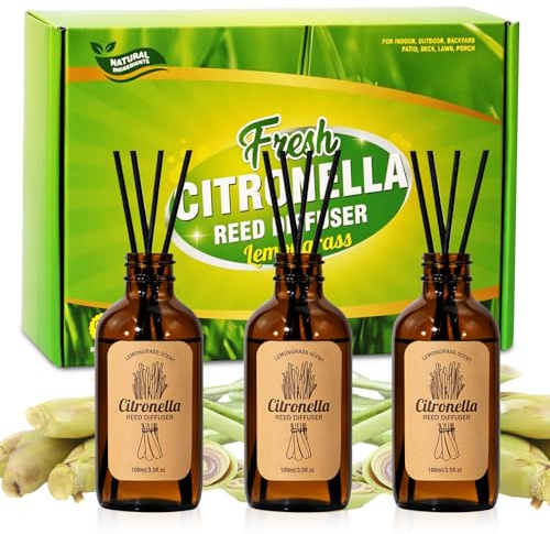 SCENTORINI Ambientador con Varillas Aromáticas, Citronela, 3x100ml