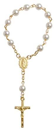 HDOYTXXM Perla Battesimo Comunione Regalo cattolico per catena a dita incrociate rosario oro argento per braccialetto croce per bracciali per donne cattoliche