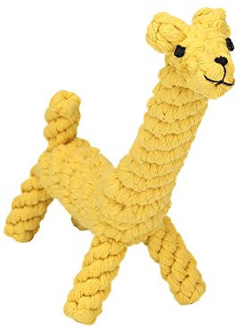 Vivifying Kauspielzeug für Welpen, aus Langlebiger Geflochtener Baumwolle Hundespielzeug Giraffe für Kleine Hunde Zahnreinigung (Gelb)