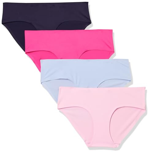 Amazon Essentials Intimo Hipster Elasticizzato Senza Cuciture Donna, Pacco da 4, Blu/Rosa, 50