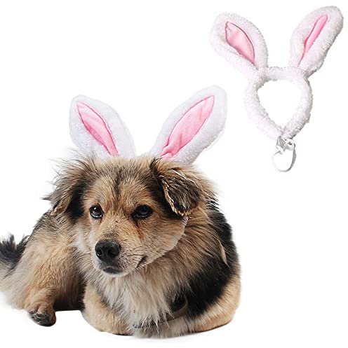 ANIAC Easter Dog Headband for Medium Large Dogs,Plush Cat Hat with Bunny Ears, Cute Pet Head Accessories,Puppy Easter Costume for Small Dog and Cats (Large/Head Girth 15 Inch - 17 Inch)