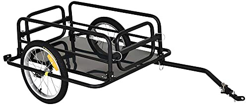 HOMCOM Remorque vélo remorque de Transport pour vélo 70L 139L x 71,5l x 49H cm Barre d'attelage Universelle Acier Noir
