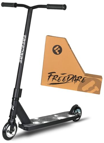 FREEDARE JB-2 Pro Stunt-Scooter Komplett-Trick-Scooter für Kinder ab 8 Jahren, Jugendliche, Erwachsene, Freestyle-Straßen-Roller für Fortgeschrittene und Anfänger, Skate Park Schwarz