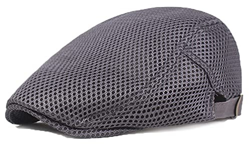 YAMEE Boinas Hombre Gorros Transpirables De Malla,Gorras de Hombre Planas Verano Clásico,Sombrero Hombre de Verano,Gorra de Vendedor de periódicos Casual(Circunferencia de la Cabeza 56-60cm)