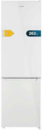 Cecotec Frigorífico Combi 2 Puertas de 262 Litros Bolero CoolMarket Combi 262 White E. 176 cm de Alto y 54 cm de Ancho, Bajo Consumo, LED Interior, Bandejas de Cristal y Control Electrónico