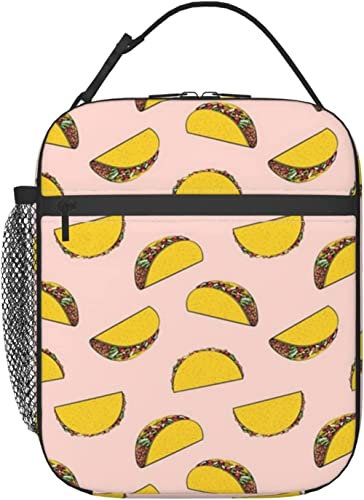 Mangiare il pranzo al sacco con motivo taco, resistente contenitore per il pranzo isolato Borsa riutilizzabile per adulti Borsa termica riutilizzabile