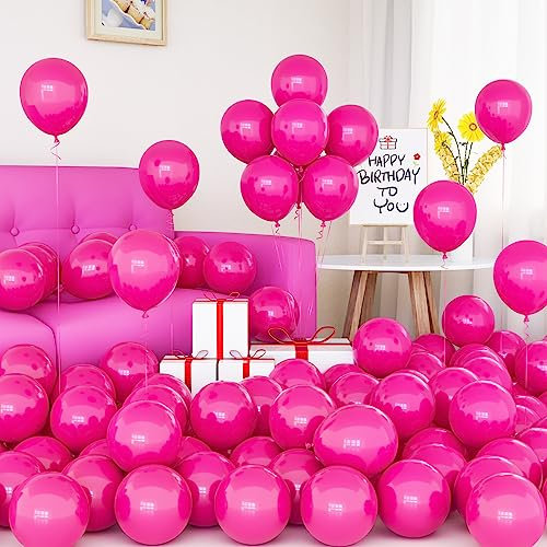 50 Pezzi Palloncini Fucsia in lattice Rosa Opaco 5 Pollici per con Nastro Ragazze Donne Ragazzi Festa di Compleanno Matrimonio Addio al Nubilato Fidanzamento Anniversario San Valentino Decorazioni