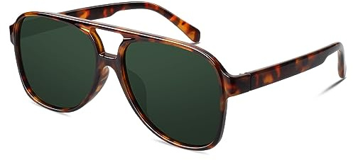 GQUEEN Gafas de Sol Mujer Hombre Polarizadas Cuadradas Aviador Retro Piloto Grande 70s Estilo Protección UV400
