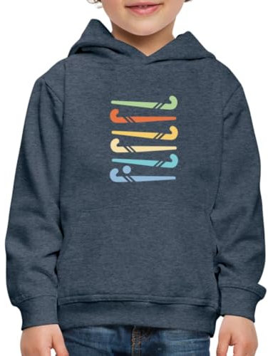 Spreadshirt Bunte Hockeyschläger Muster Kinder Premium Hoodie, 152/164 (12-14 Jahre), Jeansblau
