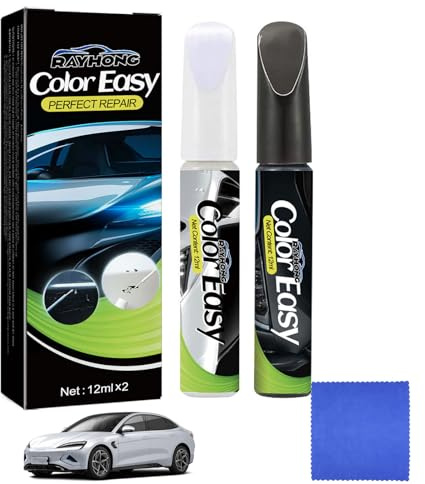 Lackstift Weiß 2 Stück Auto Lackstift Autolack Weiß Lackstift Weiß Auto Auto Lackstift Weiß Auto Kratzer Reparatur Stift für Autos Motorräder zur Kratzer Reparatur (Weiß, 12ml, Kommt mit 1 Handtuch)