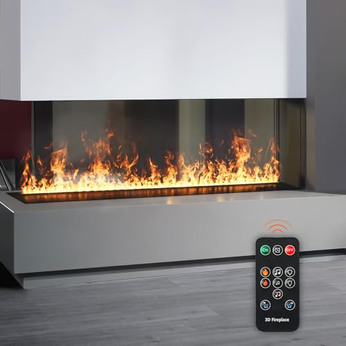 Mexhom Camino a vapore d'acqua, fuoco elettrico intelligente con telecomando, colore della fiamma del camino elettrico, 180cm