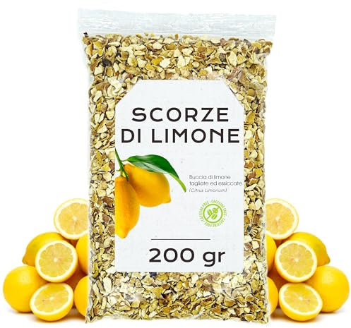 Scorza di Limone 200gr - Buccia di Limone - Tè alle Bucce di Limone - Infuso di Bucce di Limone - Scorza di Limone Sfuso (200 gr, Buccia di Limone)