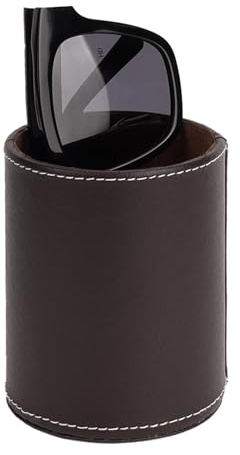 Linkidea Support de bureau pour lunettes de lecture, support de lunettes en cuir végétalien pour table de chevet, rangement de lunettes compatible avec GUCCI GG1500OK GG1606OK GG1470OJ (Marron)