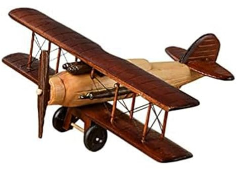Losueeun Retro Aircraft Handicraft Wooden Plane Model, Vintage Double Model, Desktop Decoration, Photo Props, Souvenir, Collectable, , Easy to Use