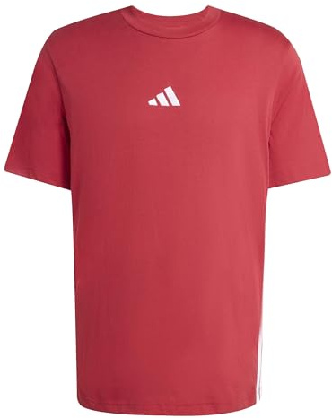 adidas Men's Essential Three Stripes Single Jersey TEE, Active Maroon/White, 3XL