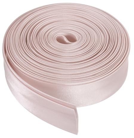 sourcing map Double Fold Bias Tape for Sewing 4/5 Inch x 5.5 Yards Satin Pre-fold Continuous Binding Tape for Seaming Quilting Hemming Binding DIY Crafts, Gray Pink