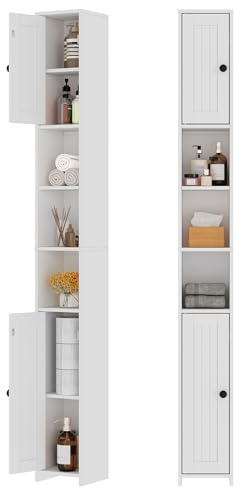 RRX Tall Slim Bathroom Storage Cabinet,7.87''L*7.87''W*67''H (Milky White)