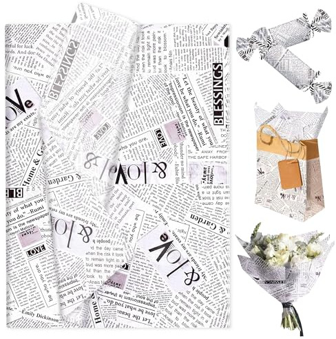 JeVenis 50 fogli carta da giornale vintage carta da regalo retro kraft artigianato rivista per san valentino matrimoni feste compleanno decorazioni lavoretti regalo