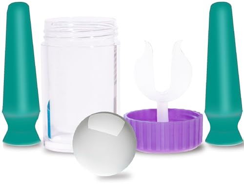Kit de inserción y extracción de lentes de contacto, recipiente para remojo (solo para 1 lente) + 2 herramientas de succión sin ventilación + 1 lente de práctica para lentes esclerales / ojos