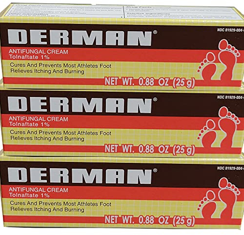 Derman Antifungal Cream for the Treatment of Athlete's Foot (3 Pack (0.88 Ounce))