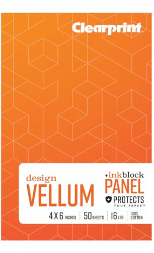 Clearprint 4 x 6 1000H 100% Cotton Design Vellum Field Book with Ink Block Panel, 16 lb. / 60 GSM, 50 Sheets/Book, 1 Each